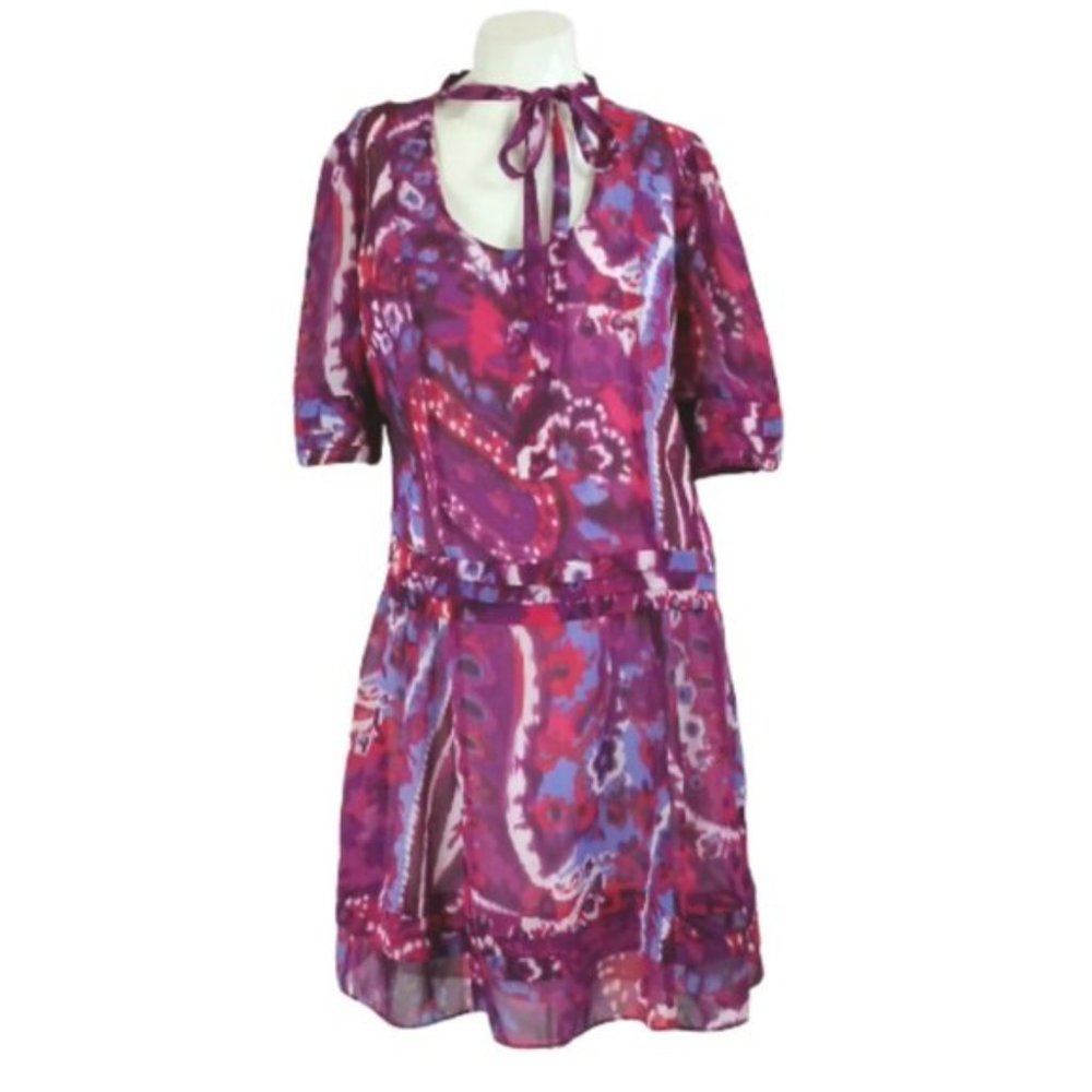 Walter Paisley Chiffon Funky A-Line Choker Dress